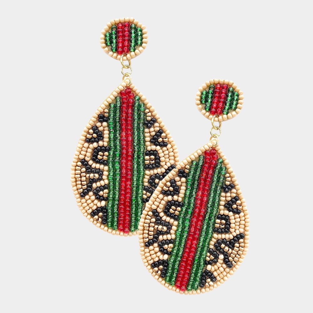 Leopard print tear drop earrings